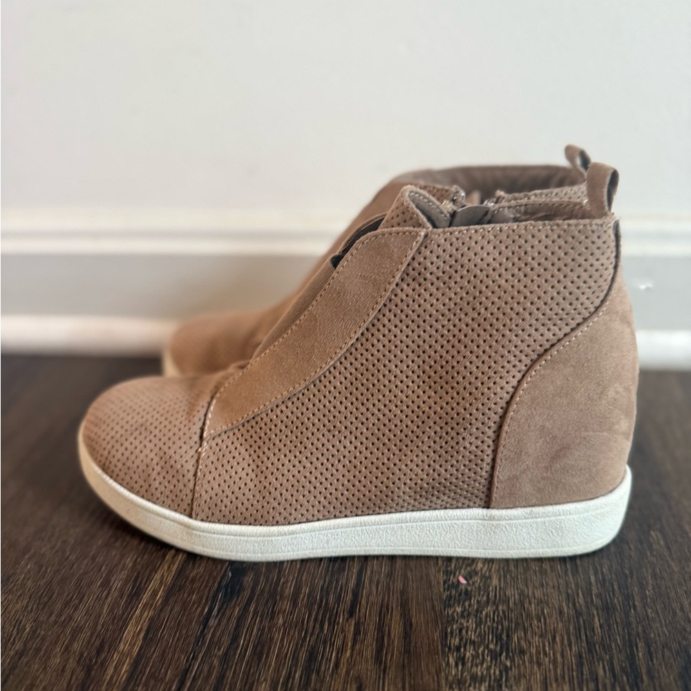 MIA Perforated Tan Ankle Booties
